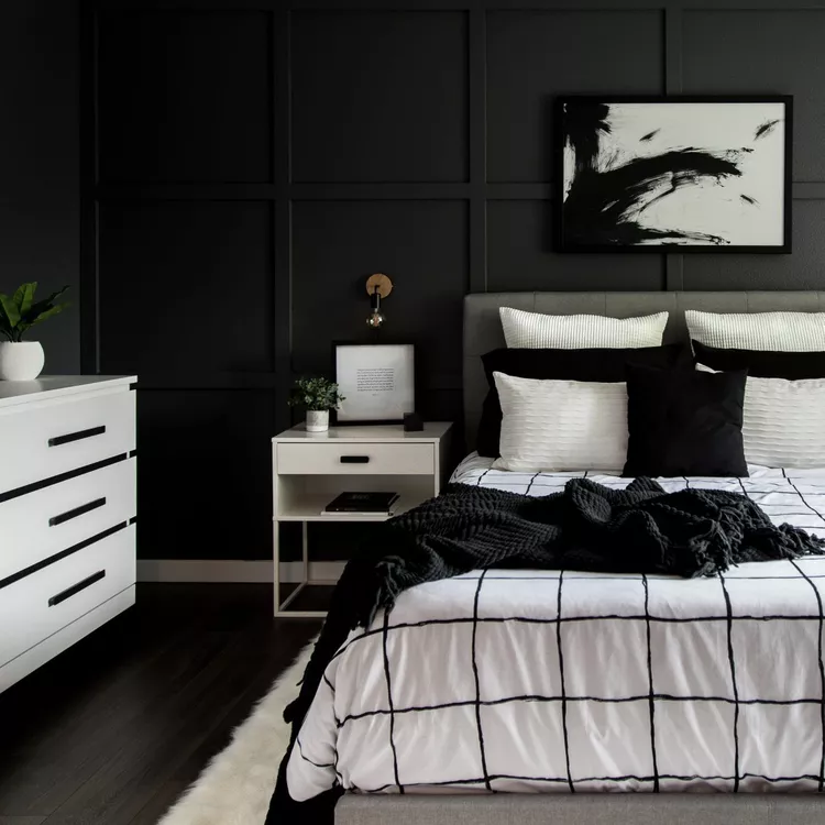 Black bedroom with modern style