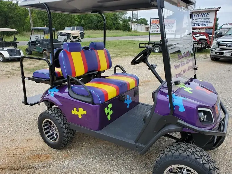 Decorating a golf cart with stickers and decals for halloween