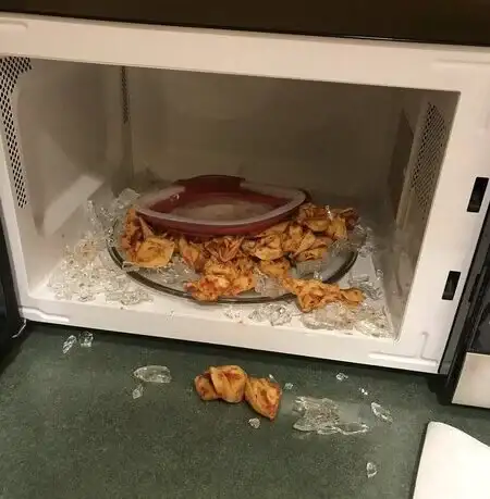 Broken container in microwave