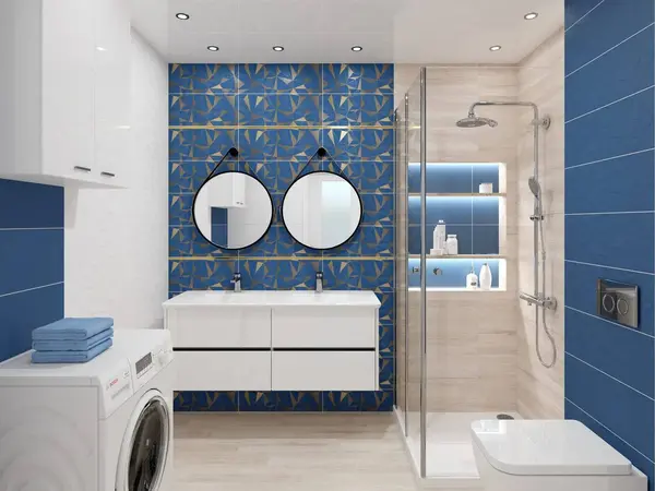 blue and beige for bathroom combo