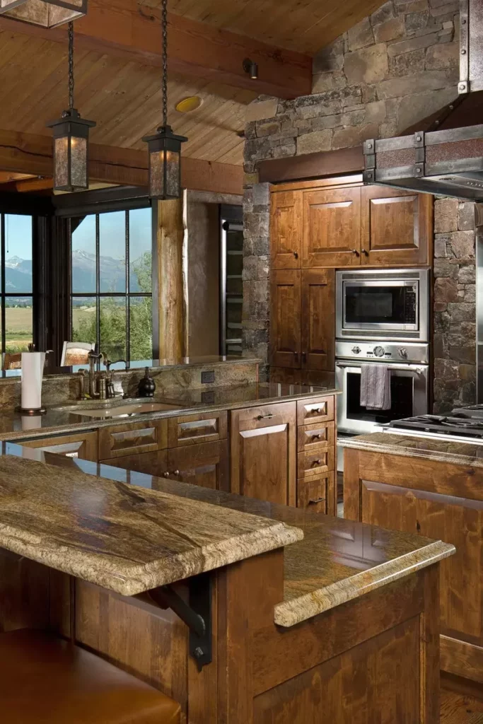 Stunning room design showcasing the harmony of brown granite and complementary paint color