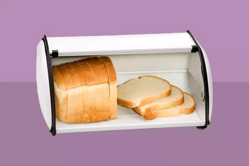 Leftover toasted bread stored in a container at room temperature